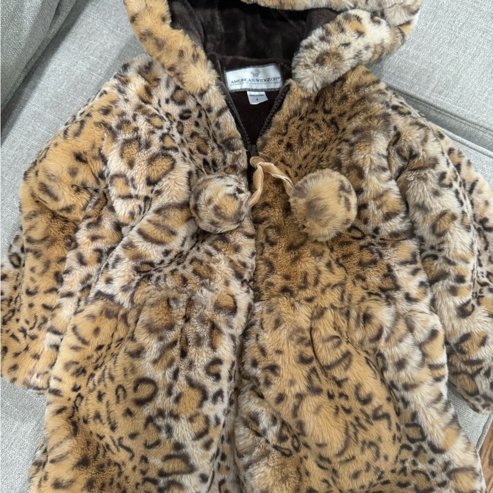 Kids Faux Fur Leopard Coat